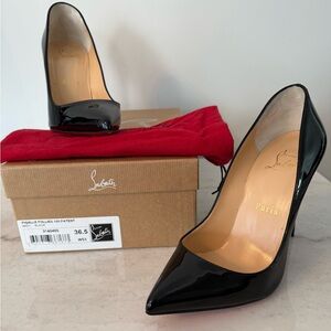 Christian Louboutin Black Patent Heels (Pigalle Follies)
